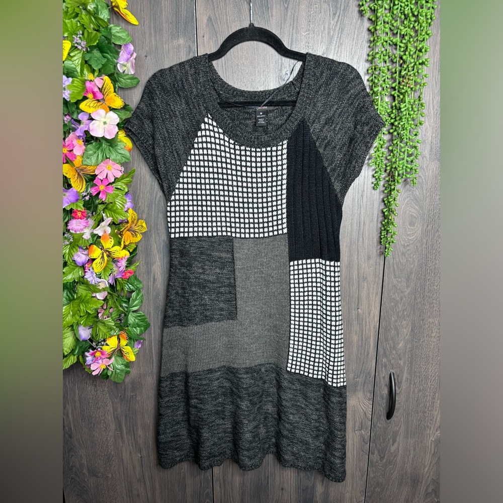 **🌼3/$30🌼Style & Co Short Sleeve Colorblock Woven Sweater Dress Size Medium - Picture 5 of 16